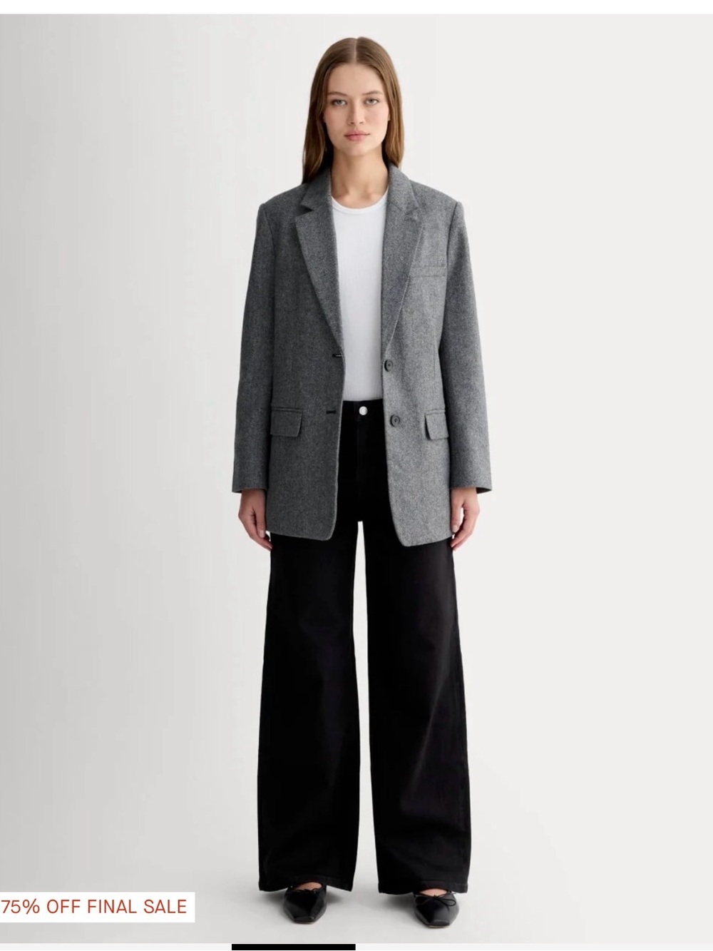 Everlane oversized Grey Herringbone Blazer in Wool